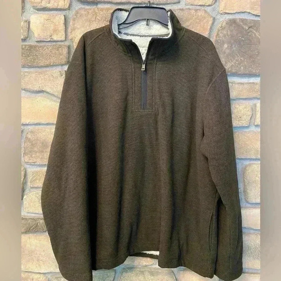 Orvis Men’s Fleece Lined Quarter Zip Warm Thick Pull Over Black Brown XXL - Picture 1 of 10